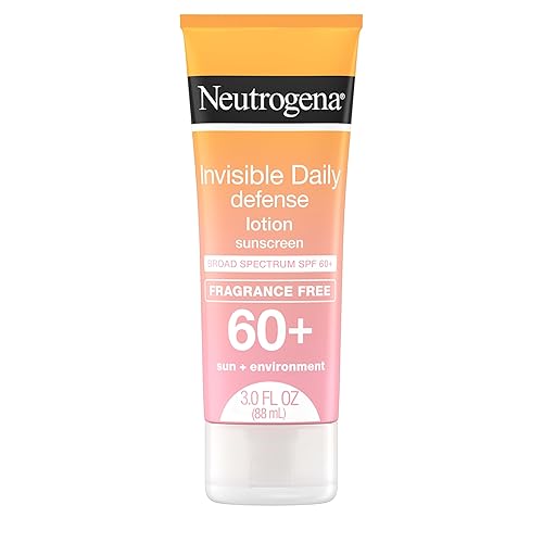 Neutrogena Invisible Daily Defense Loción de protección solar sin fragancia, amplio espectro SPF 60+, sin oxibenzona y resistente al agua,