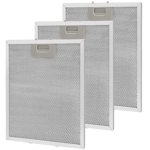 Updated W10169961A Range Hood Filter Replacement, Fits Whirlpool, Ikea, Kitchen Aid, Jenn Air, 3PCS 5-Layer Aluminum Mesh Hood Grease Filter 10.5x12 Inch, Aluminum Range Hood Vent Filters