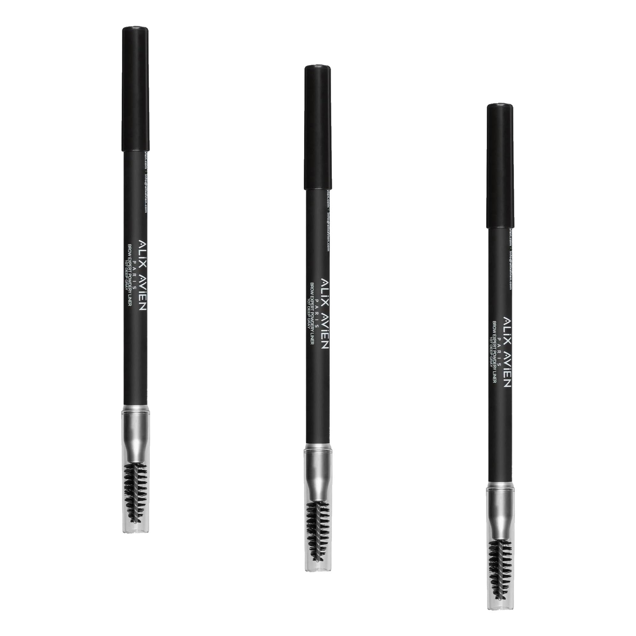 ALIX AVIEN Fırçalı Yumuşak Uçlu Belirginleştirici Gri Kaş Kalemi-eyebrow Expert Powdery Liner 107 Deep Gray (3 paketi)