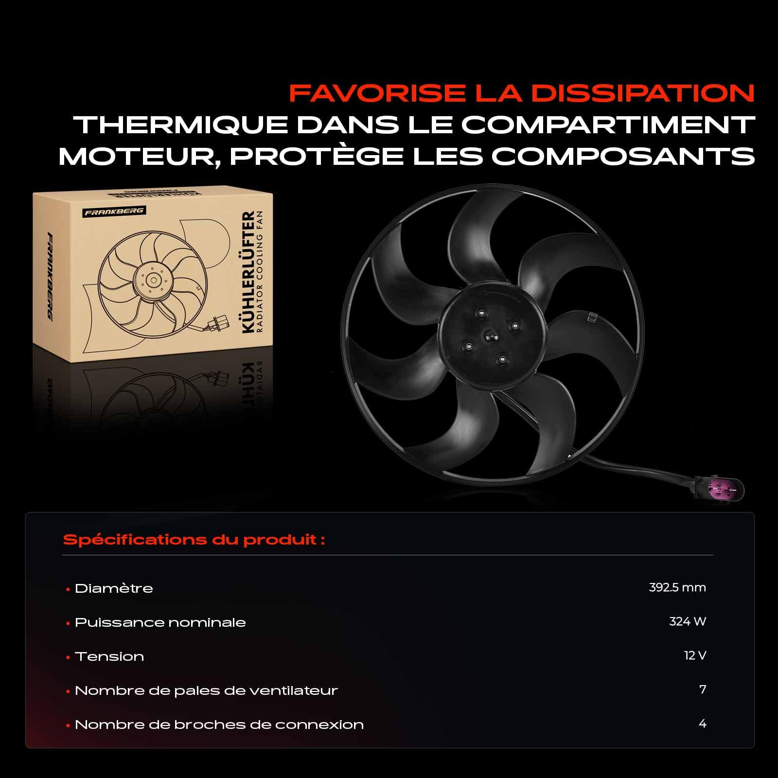 Frankberg Ventilateur de radiateur, turbine, refroidisseur d'eau, 4