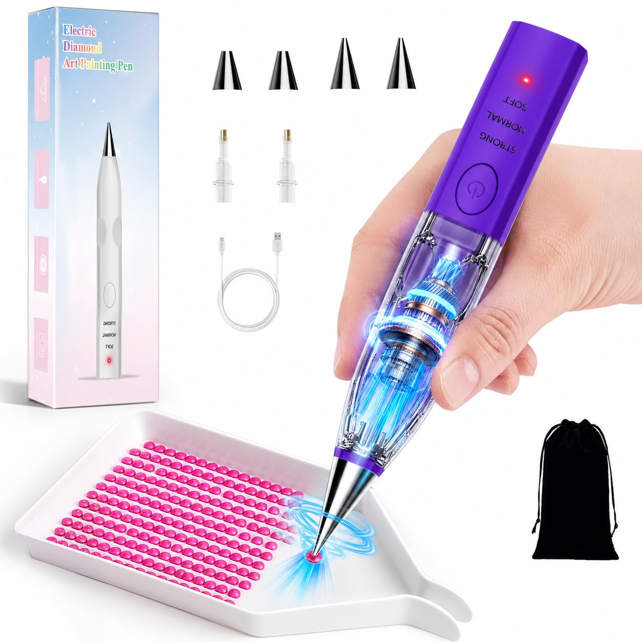 Photo 1 of ***FACTORY SEALED***
LevyPan Electric Diamond Art Pen - Purple, Wireless Vacuum Pump, No Wax Needed