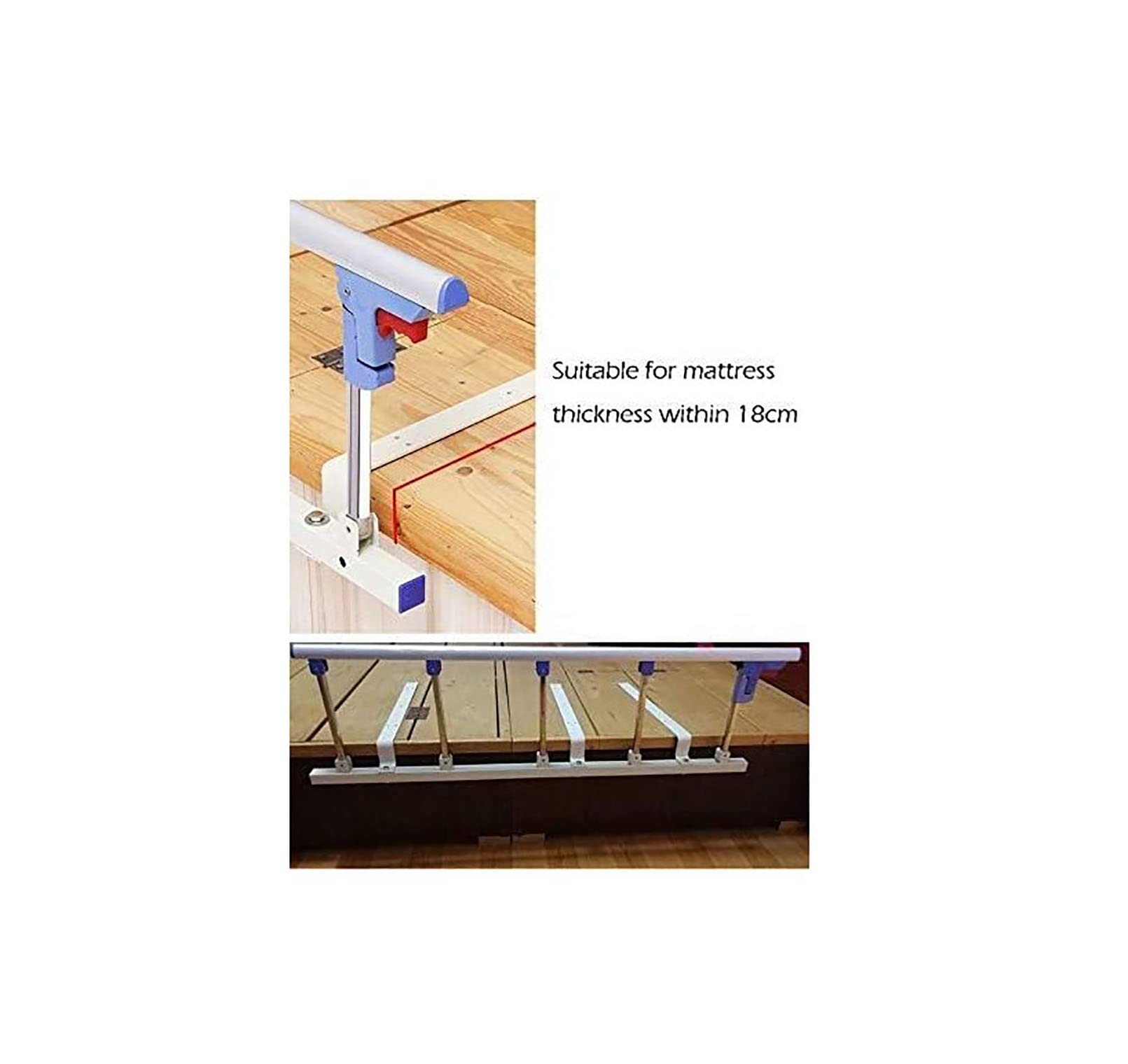Riel de cama plegable para cama con protector lateral de seguridad para adultos mayores, mango de asistencia para discapacitados, barra de parachoques de metal para hospitales