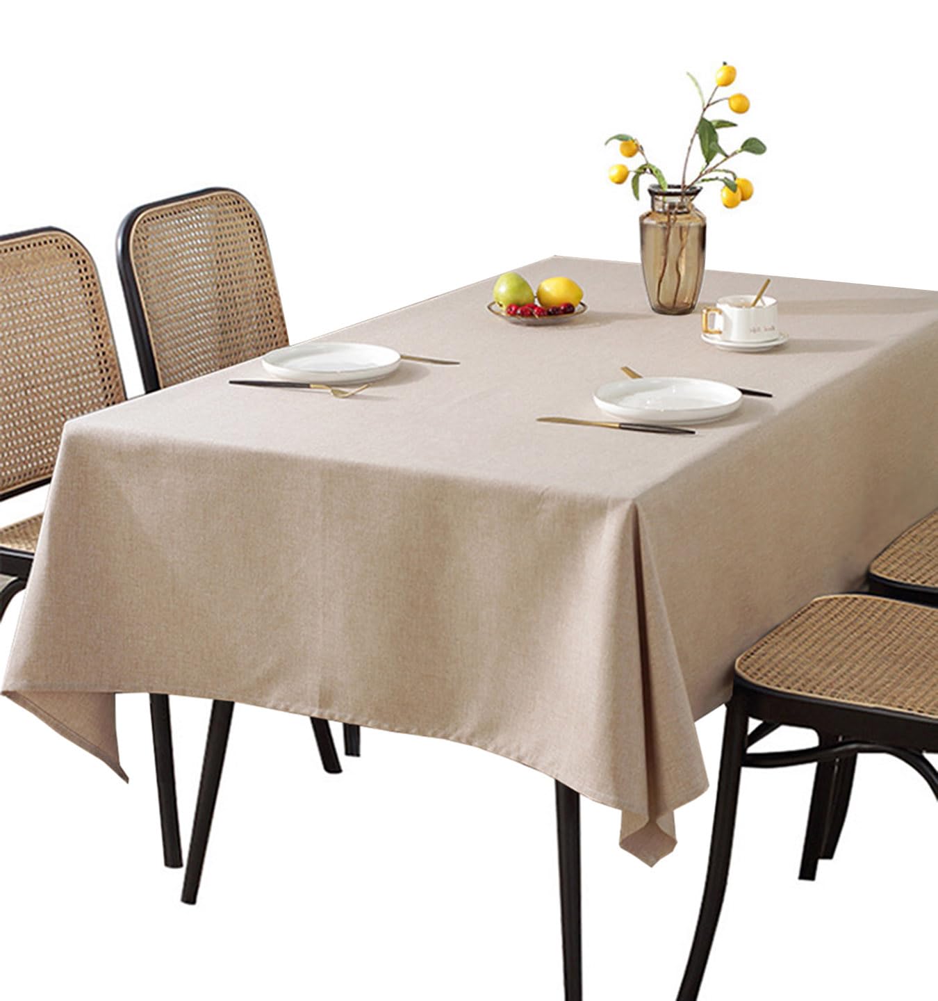 CIEEIN CIEHT Home Cotton Polyester Tablecloths Table cloth Tablecover Home Kitchen Restaurant Camping Party Table Covers Beige 170x300CM