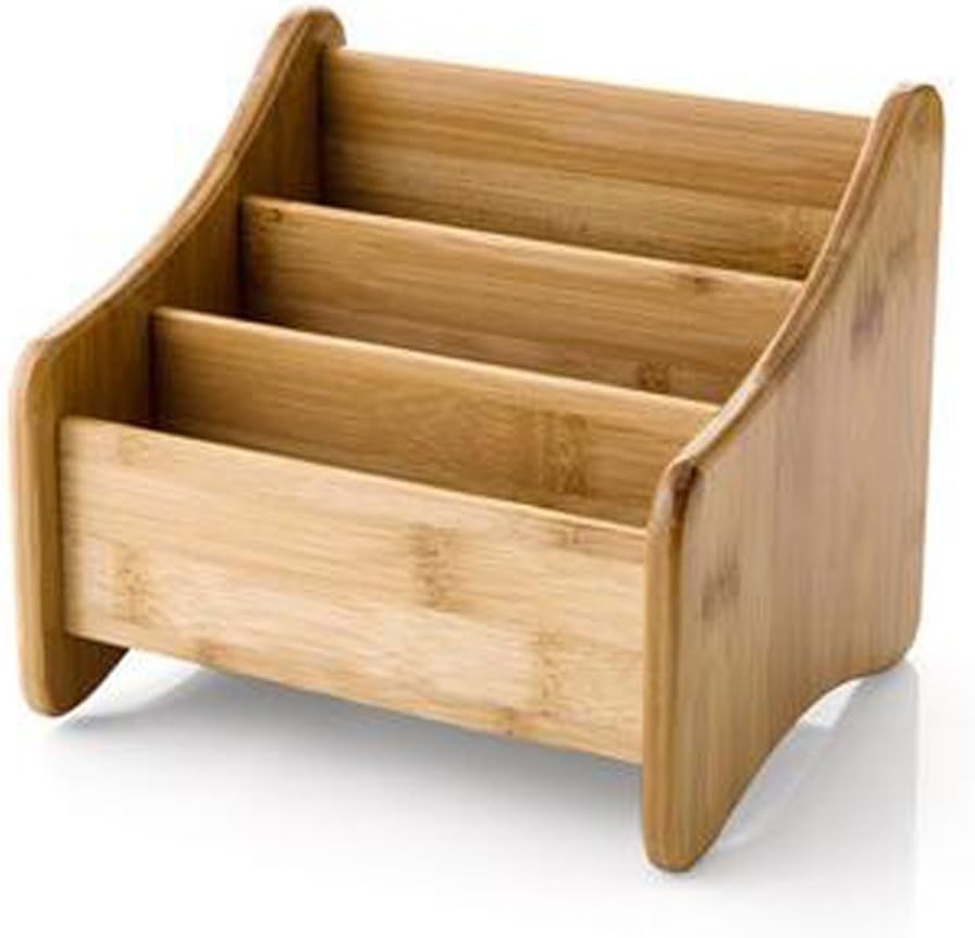 lilliCraftGift Natural Bamboo Handcrafted TV Remote Control Organizer Caddy Holder Media Storage,Desktop Caddy Organizer