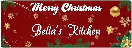 Miniatura 1 de Custom Christmas Kitchen Mats for Floor - Personalized Family Name Kitchen Rugs - Non-Slip Kitchen Mat Rubber Backing Doormat(17"x28")