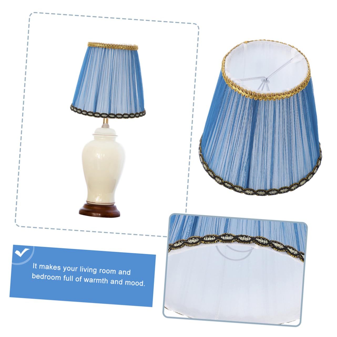 Operitacx Set 6 Pezzi Paralumi Blu Clip-on, Copri Lampada da Tavolo e Lampada da Terra, Stile Semplice Elegante, Adatti per Applique e Lampade Domestiche