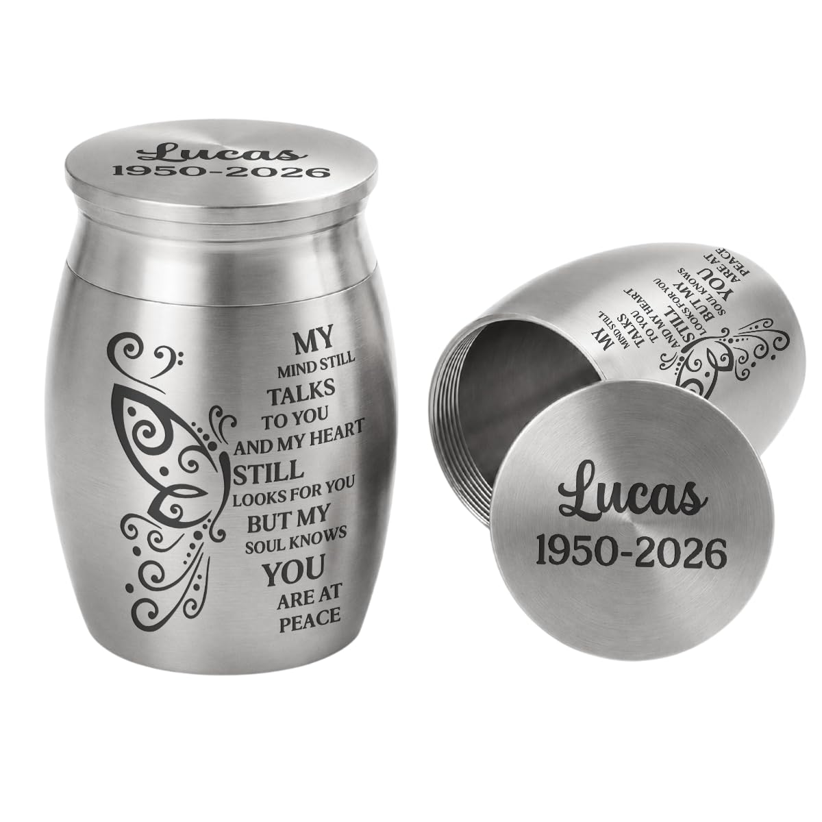 Personal Chic Personalised Mini Urn - Personalised Memorial I'm Always With You for Loss of Mum/Dad - urns for human ashes, ashes urn, small urns for human ashes, ashes keepsake (Model #3)
