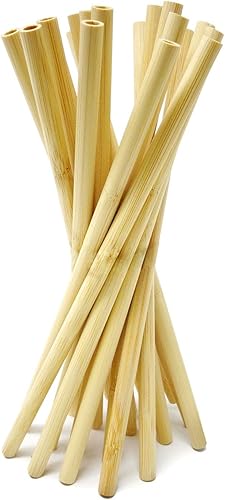 Honbay 20 popotes de bambú reutilizables de madera con 1 cepillo de limpieza para el hogar y al aire libre