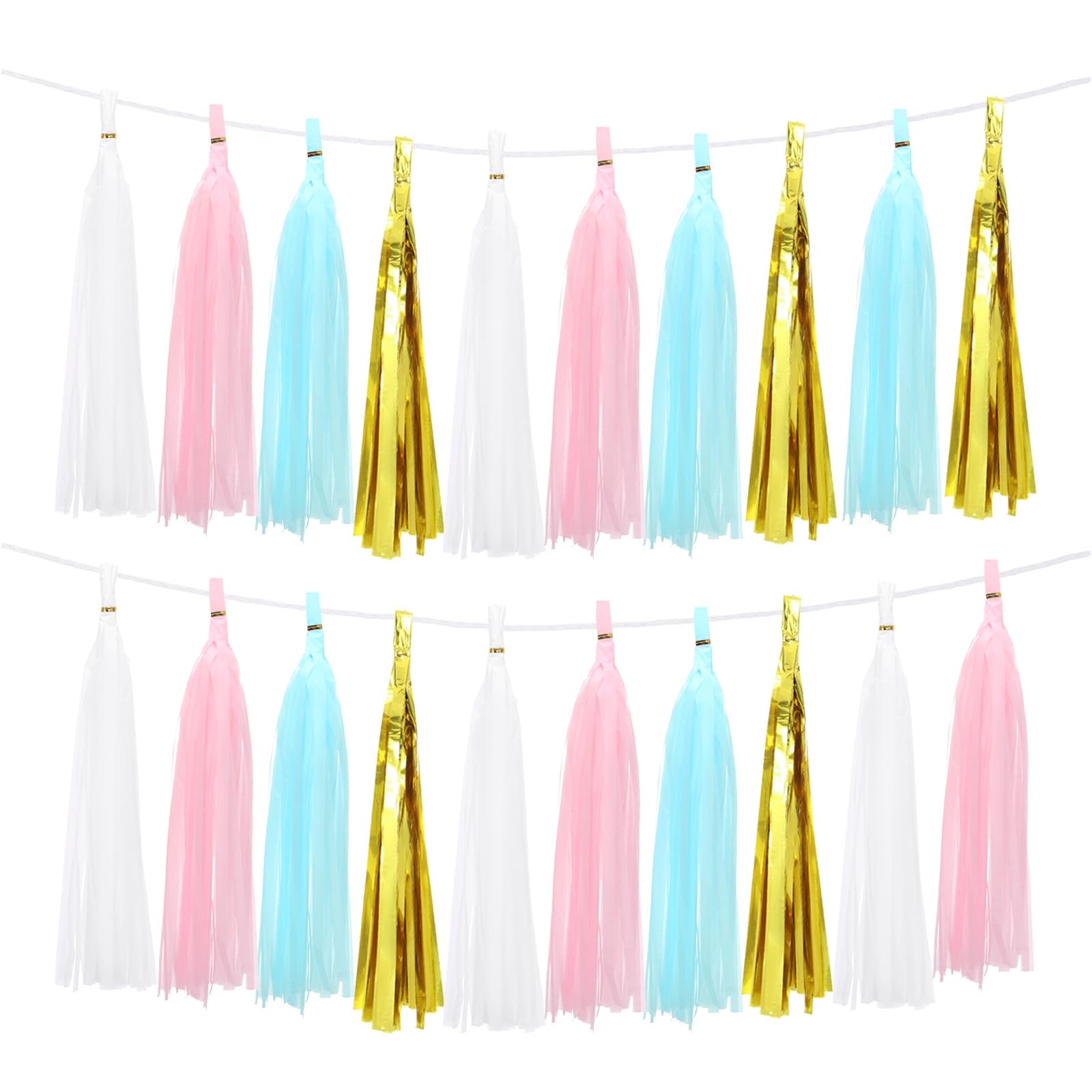 Guirnalda de papel de seda multicolor con 40 flecos para adornos de bodas y bautizos