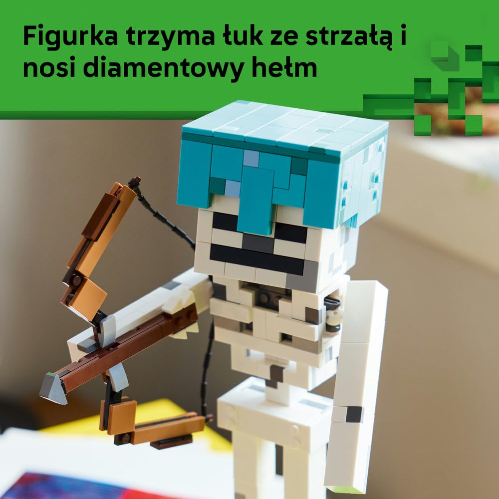 LEGO Minecraft Szkielet, zabawka konstrukcyjna dla 10-latka, figurka z gry, gamingowa dekoracja do pokoju dziecka, klocki dla chłopca i dziewczynki, pomysł na prezent dla gracza 21594