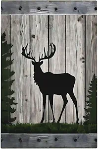 Decorative Light Switch Cover Plate Rustic Deer Elk Forest Grey Wood Board 1 Gang No Device Single Blank Outlet Covers Wall Plate Cover Switchplate Electrical Faceplate