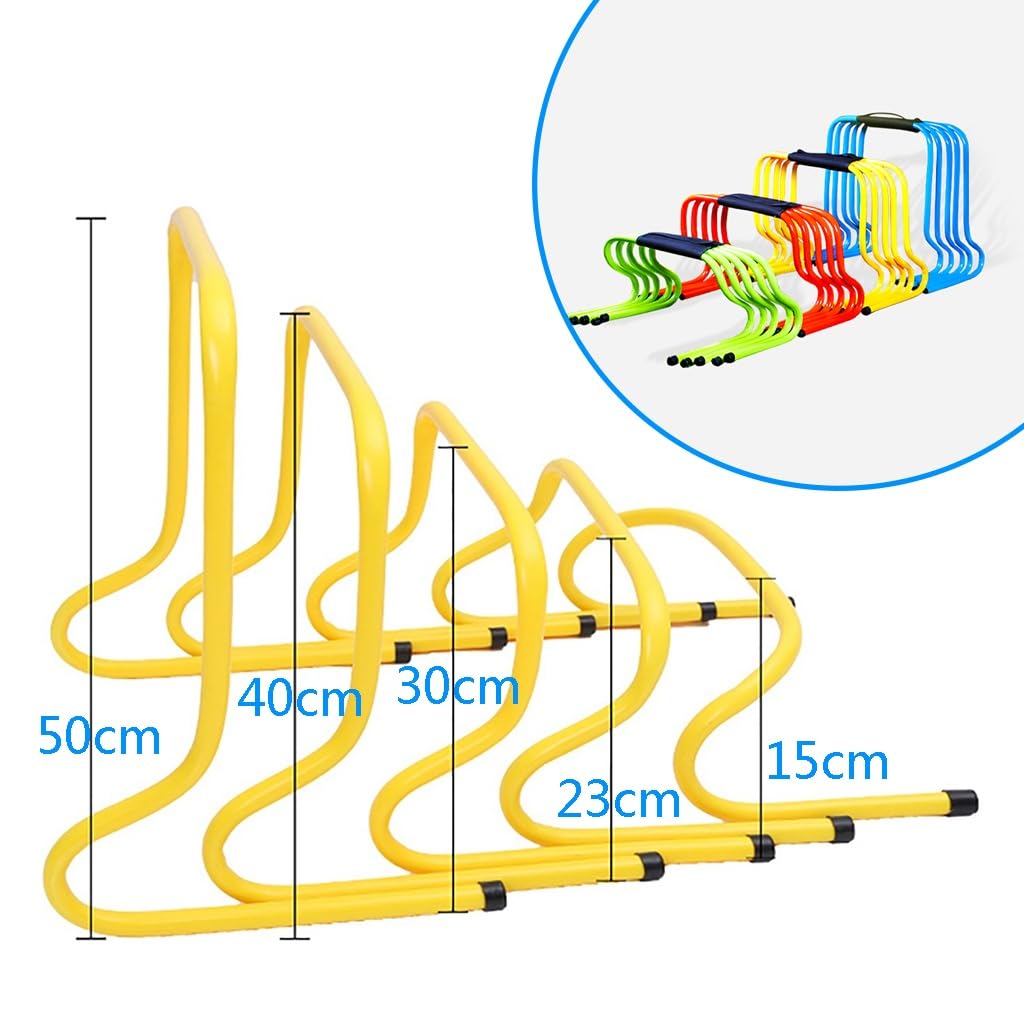 Ostacoli Allenamento Calcio, Pacchetto di 5pcs Ostacoli di velocità, 15cm/ 23cm/ 30cm/ 40cm/ 50cm Sports Forza Agilità Ostacoli(Green,30cm)