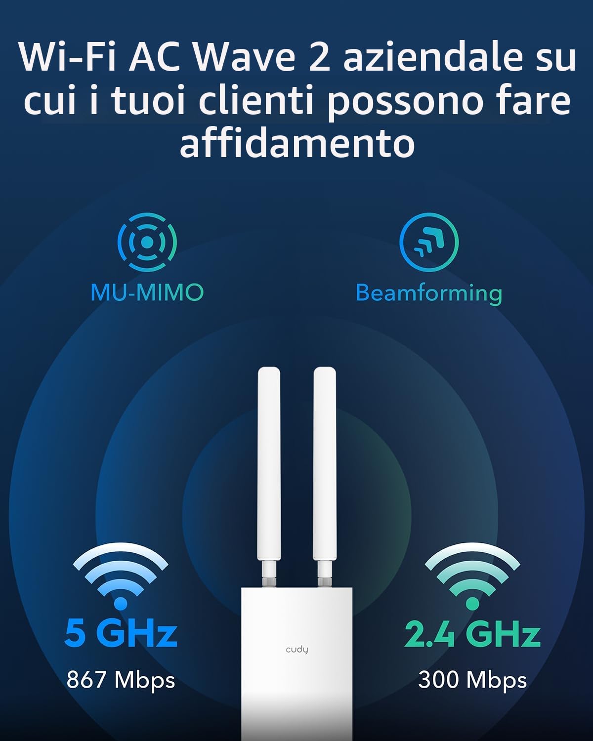 Cudy Ripetitore Doppia Banda AC1200 Per Esterni, Punto di Accesso, Cudy Mesh, PoE Passivo 24V, Protezione Contro i Fulmini, RE1200 Outdoor