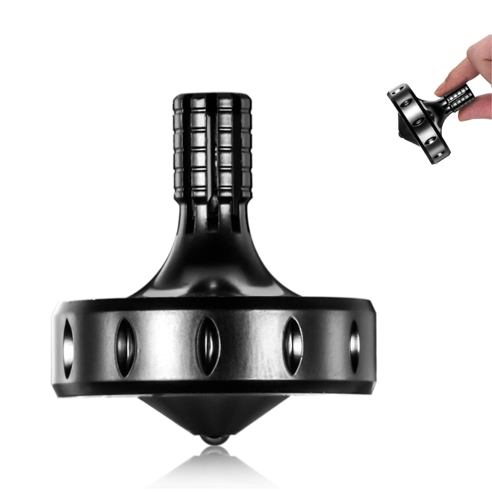Precision Metal Spinning Top, Perfectly Balanced, Spin Smooth, Extra Long Spin Time, More than 12 Minutes, Portable EDC Stress Relieving toys Toy (S, Black)
