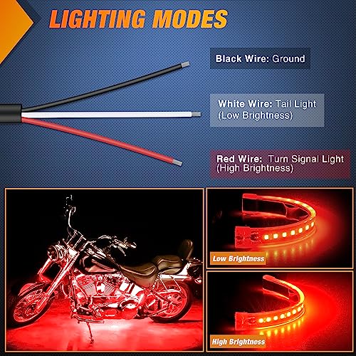 Image of Nilight 2PCS 5Inch LED Motorcycle Turn Signal Running Brake Stop Tail Light Strips Red Beam Flexible Bend Adhesive Universal Fit Harley Motorcycles Dirt Bikes Snowmobile ATV
