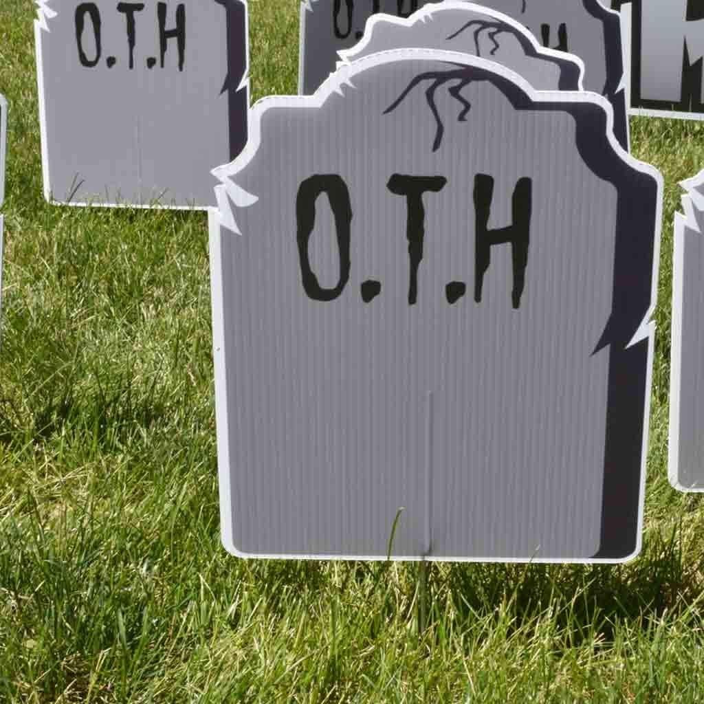 VictoryStore Yard Decorations: Birthday Yard Cards - Over The Hill Greetings on Tombstones Yard Decoration with 2 EZ stakes and 16 short stakes 12469