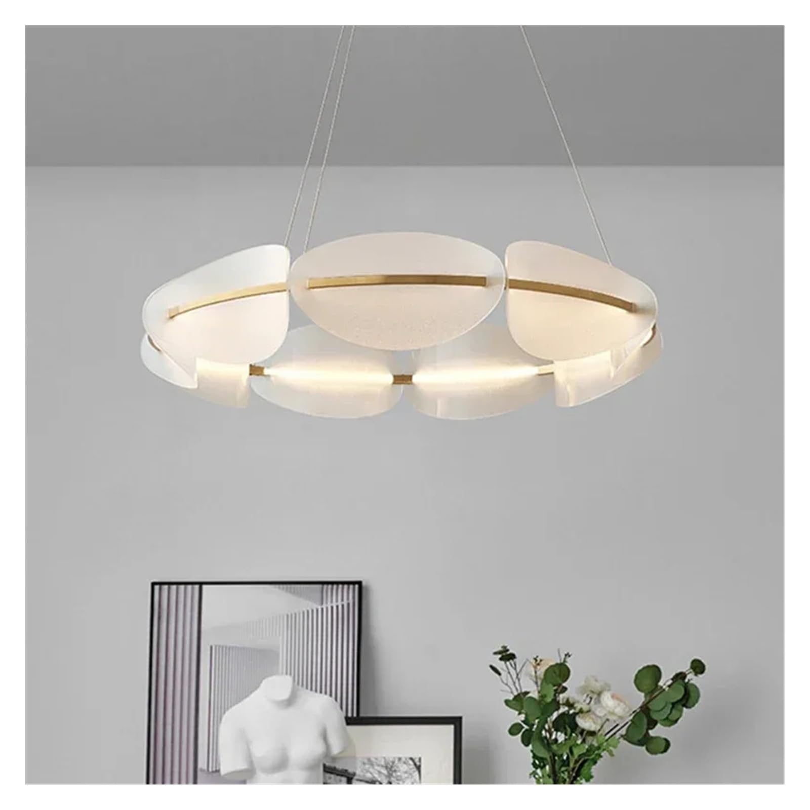 Lustre Moderne en Acrylique à LED en Forme de Feuille, idéal pour Le Salon, la Salle à Manger, la Chambre, la Cuisine. Suspension décorative (12 lumières, Neutre).