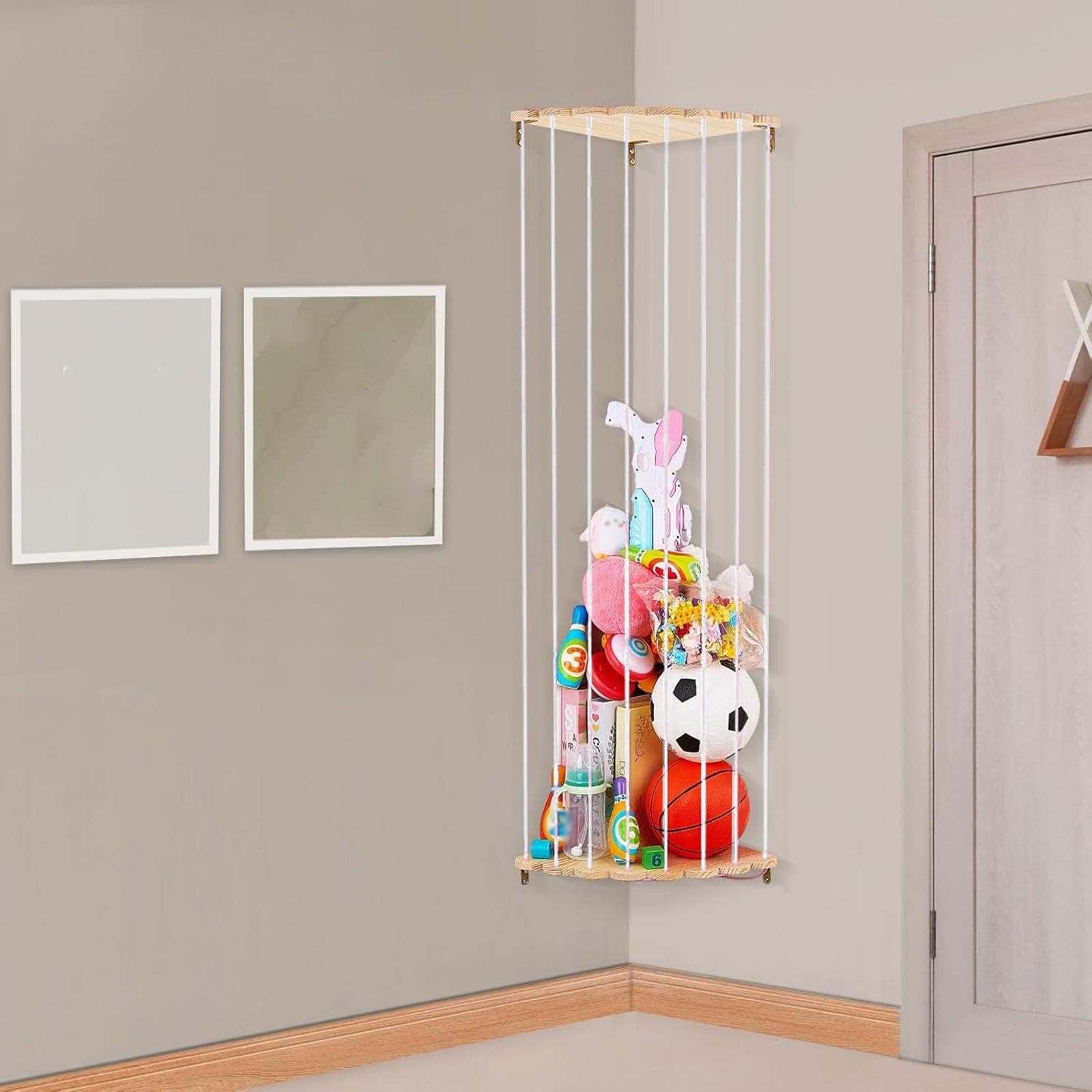 MagiDeal Porta Giocattoli ad Angolo, Amaca Verticale per Animali di Peluche, Portaoggetti Pratico Arredo per la Casa, Bianco