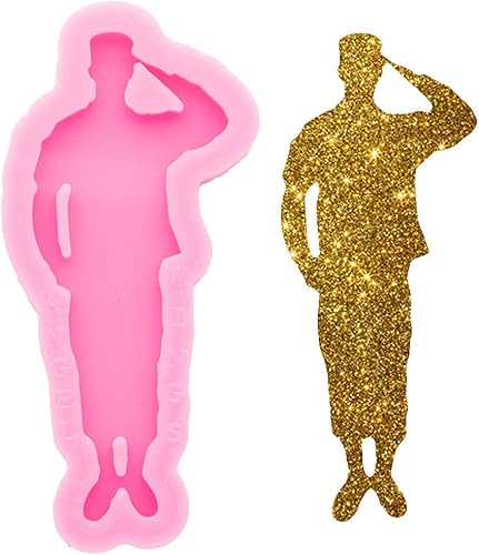 Llavero con forma de soldado brillante brillante con agujero, molde de cristal de caramelo, collar, joyería epoxi, moldes de silicona para