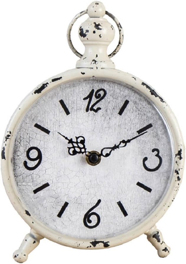 CKLT Creative European Style Antique Retro Iron Craft Home Decor Table/Desk Clock (White)