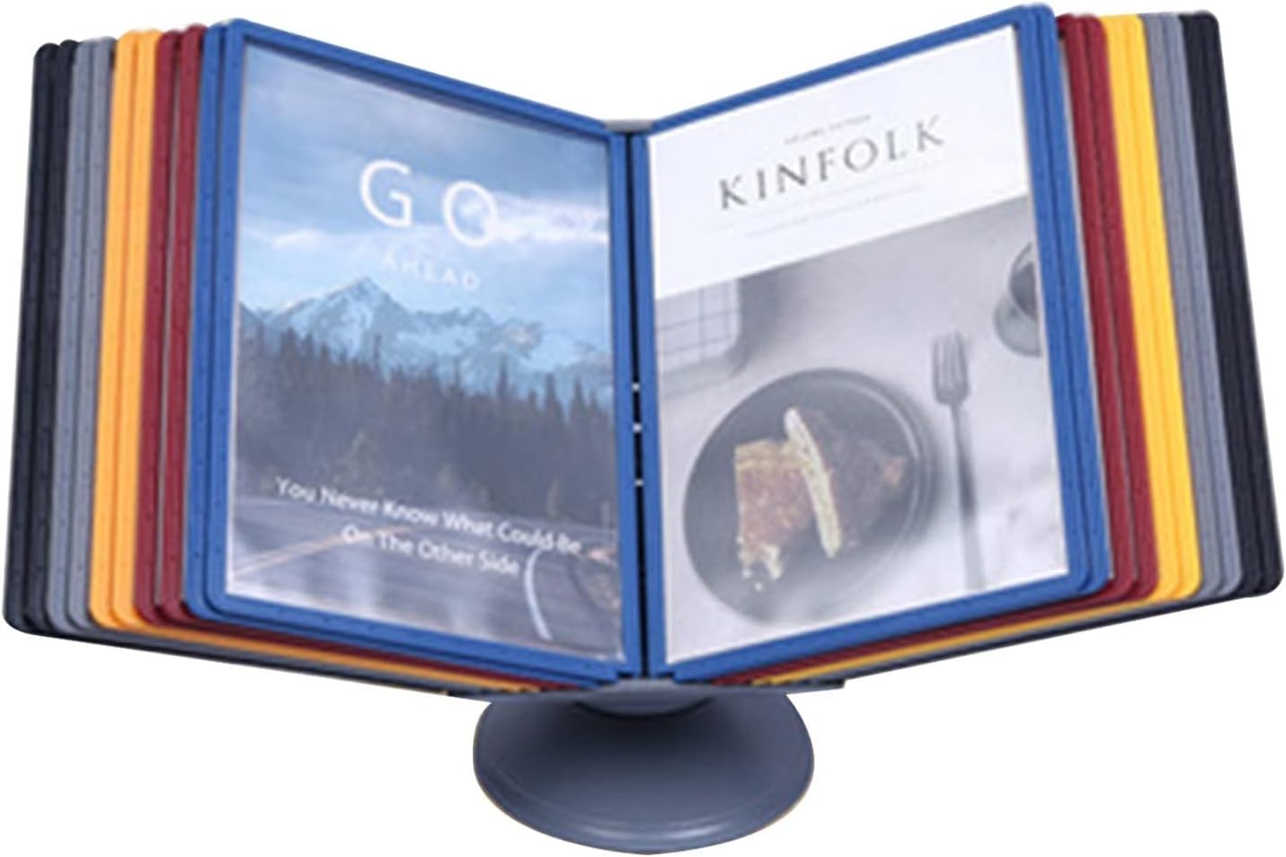 noxozoqm Desk Reference Organizer, Folder Flip File Holder, Desktop Display Stand, A4 20 Pages File Pockets Organizer(Color:F)