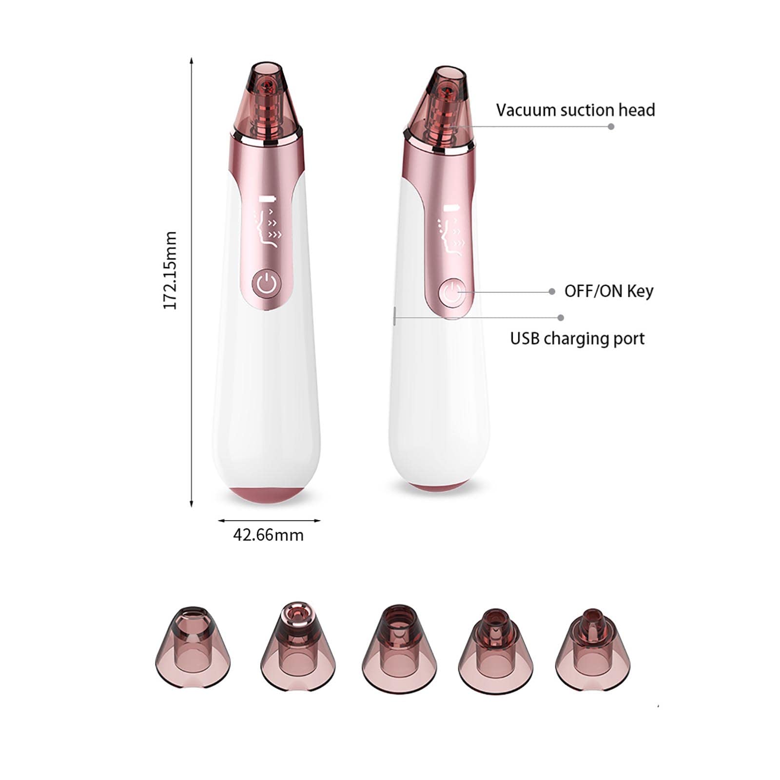 Aspirador de poros para eliminar puntos negros, herramienta de succión de puntos negros, kit extractor de acné eléctrico, limpiador de poros faciales, herramienta extractora de puntos blancos de