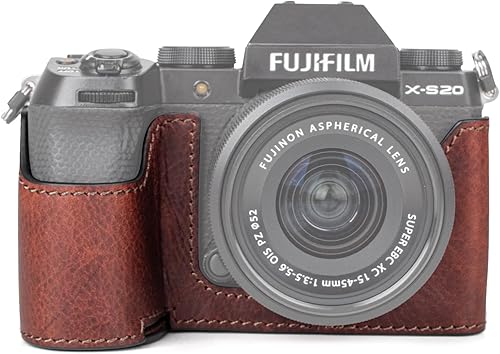 MUZIRI KINOKOO Fuji XS20 - Funda de piel auténtica estilo retro para Fujifilm Fuji XS20X-S20, funda protectora inferior de cámara, con agarre de