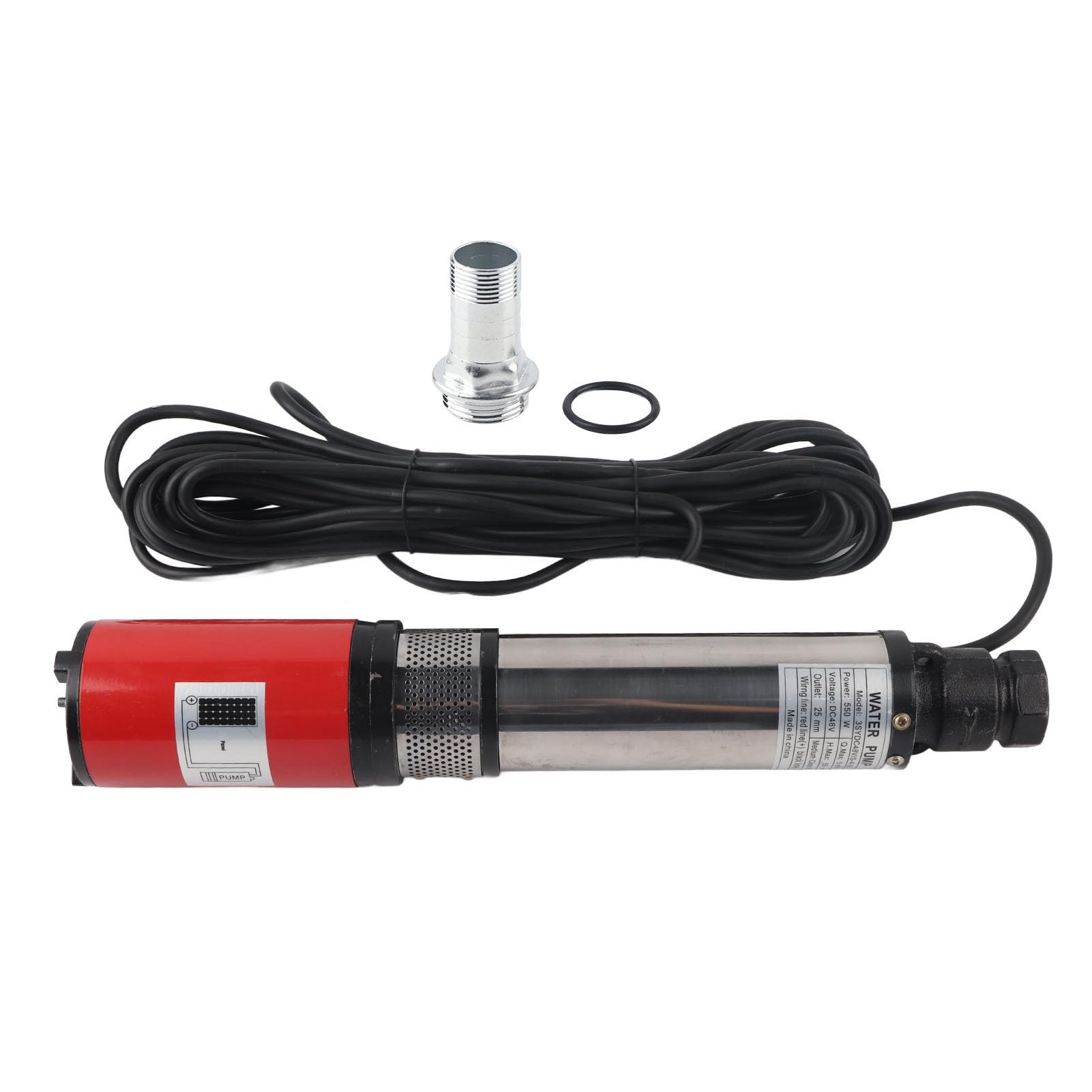 Jiawu Bomba de Pozo Profundo de CC Bomba de Agua Solar de 48 V Flujo Grande 5 M³/h Elevación Alta 55 M Motor de Núcleo de Latón de 1 Pulgada Impulsor Flotante Antiarena para Riego
