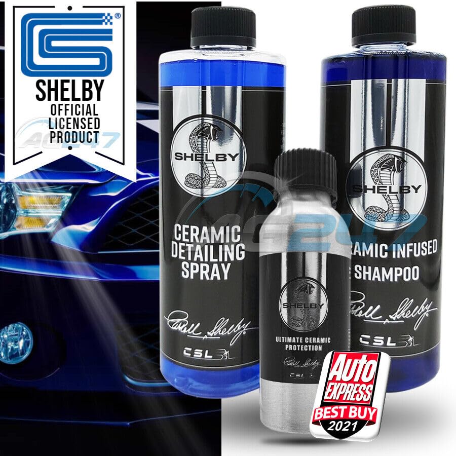 1 x 100ml Car Ceramic Coat Coating Sealant, 1 x 500ml Car Ceramic Infused Shampoo & SnowFoam, 1 x 500ml Car Ceramic Detailer Gloss Spray - Package for All Road Vehicles, Easy to Use, Wash & Dry