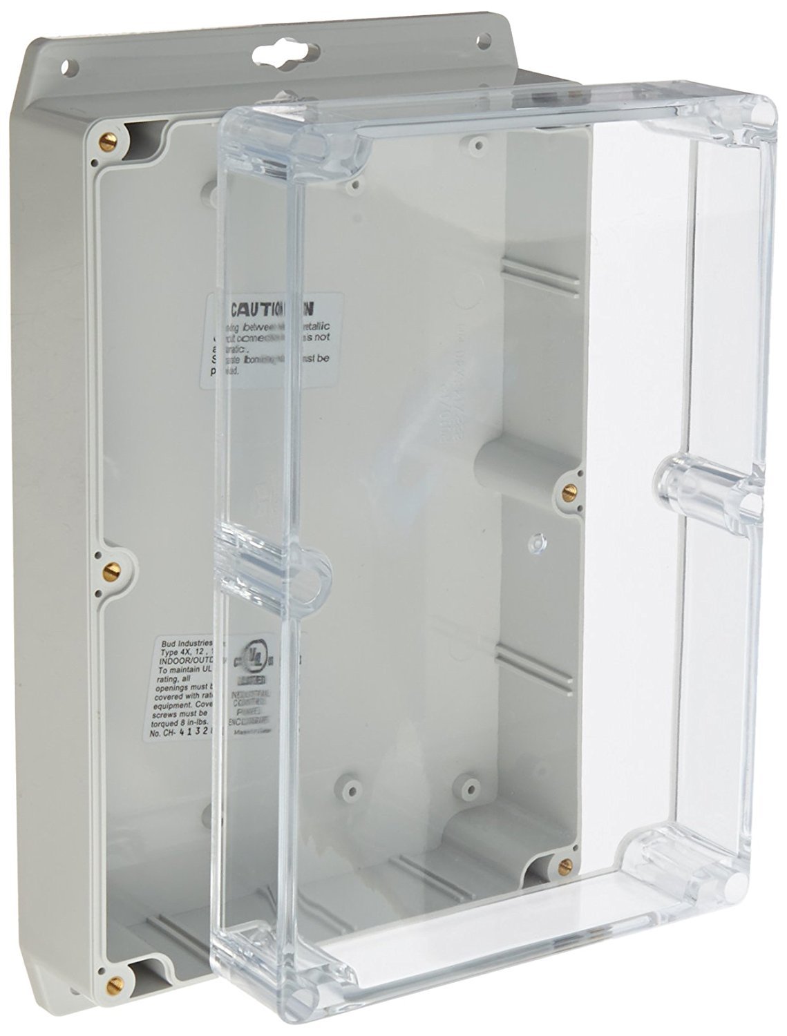 BUD Industries PN-1329-CMB Polycarbonate NEMA 4X Box 8.75" L x 5.75" W x 2.95" H, Gray