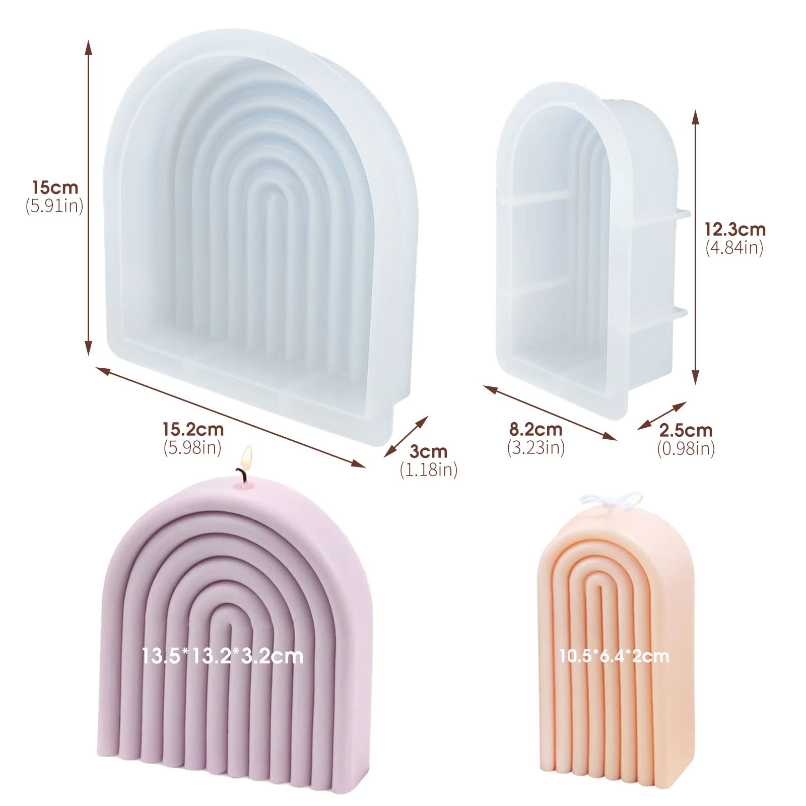 2 Stück Regenbogenbrücken Kerzenformen - Silikonformen Für Kerzen & Seife | 8,1x14,3x4cm