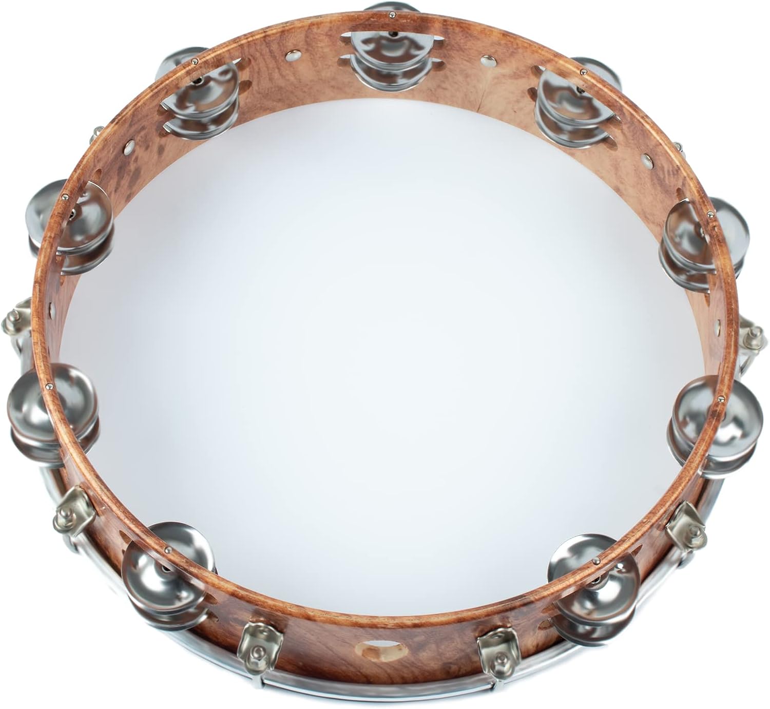 MUSCELL Tambourine for Adults,Hand Held Plastic Tambourines Drum Double Row Metal Jingles Musical Instrument-12"