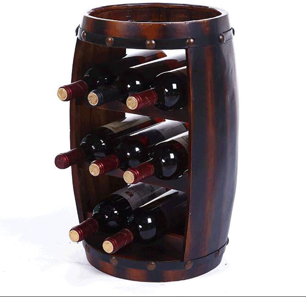 CAIMEI Wine Cooler Barware Wooden Barrel Wood Bottle Holder Table Top 8 Bottles Creative Solid Wood Decoration Barrel Wooden Bar Exhibition Cellar Pine Cabinet Storage Rack/a