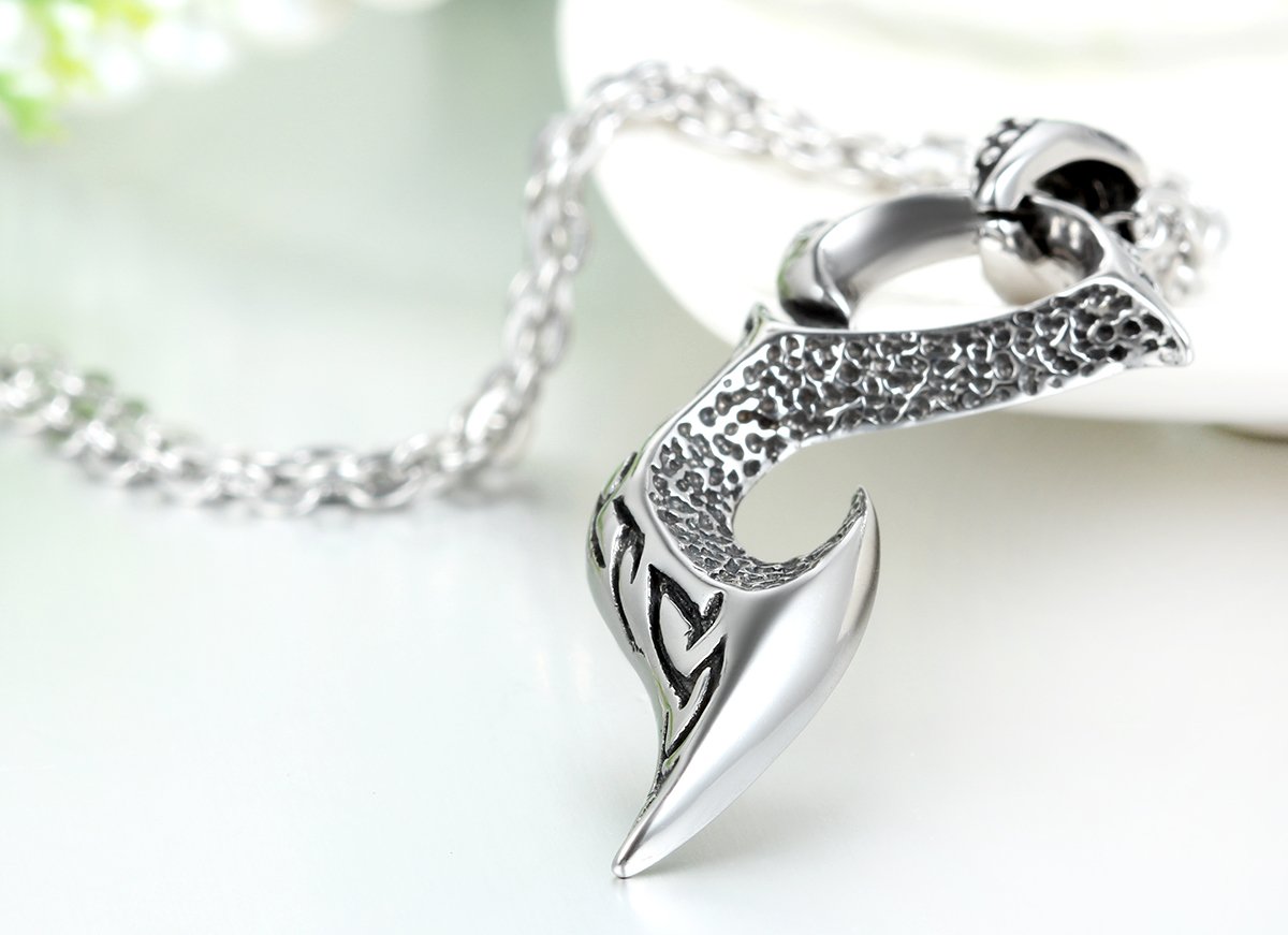 JewelryWe Męski gotycki naszyjnik z wisiorkiem w stylu vintage, ognisty feniks, stal nierdzewna, łańcuszek 56 cm, Stal nierdzewna, bez kamienia