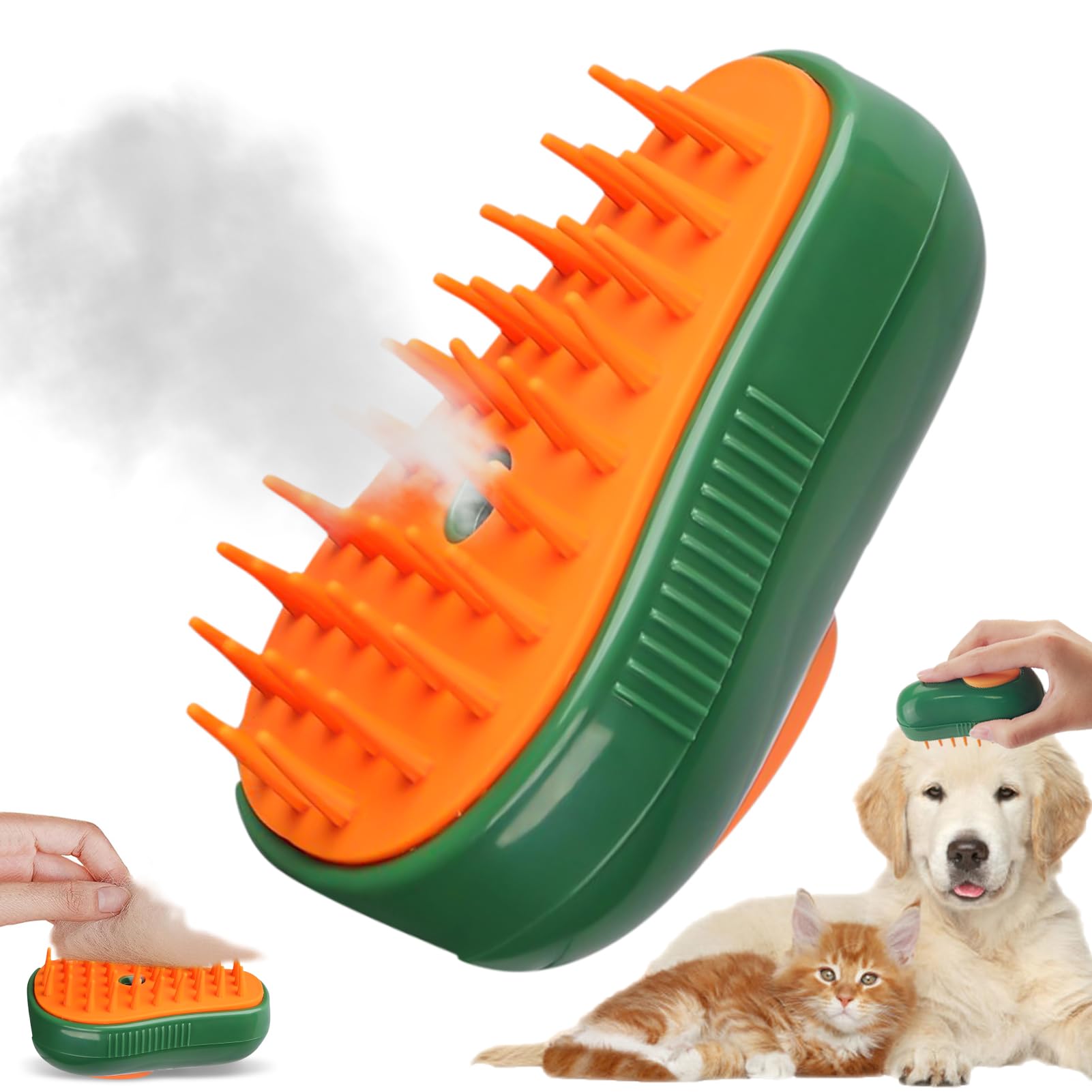 Cepillo de vapor para gatos 3-en-1 Cat steamy brush Cepillo de aseo para gatos Vepillo de Vapor Autolimpiable para Gatos Perros para perros de pelo largo o corto (palta)