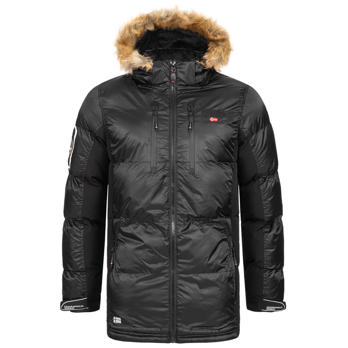 Geographical Norway Danodb Hombre Dsitribrands Production - Parka larga cálida invierno otoño - Abrigo impermeable y cortaviento con capucha y pelo sintético - Chaqueta outdoor resistente