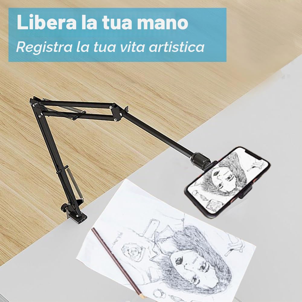 Supporto per Telefono Cellulare, Supporto Cellulare, Rotazione a 360° per Video Braccio articolato Braccio Flessibile per riprese fotografiche Piatte Livestream