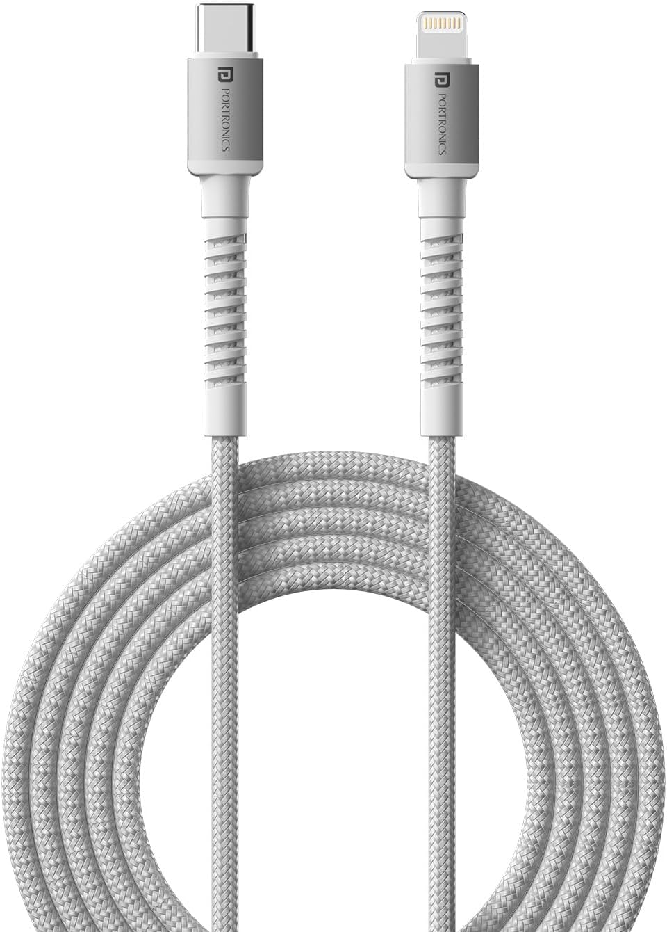 Portronics Konnect X Type C to 8-Pin 27W Fast Charging Cable, Premium TPE Material, Support to all Lightning Devices 1M Length(White)