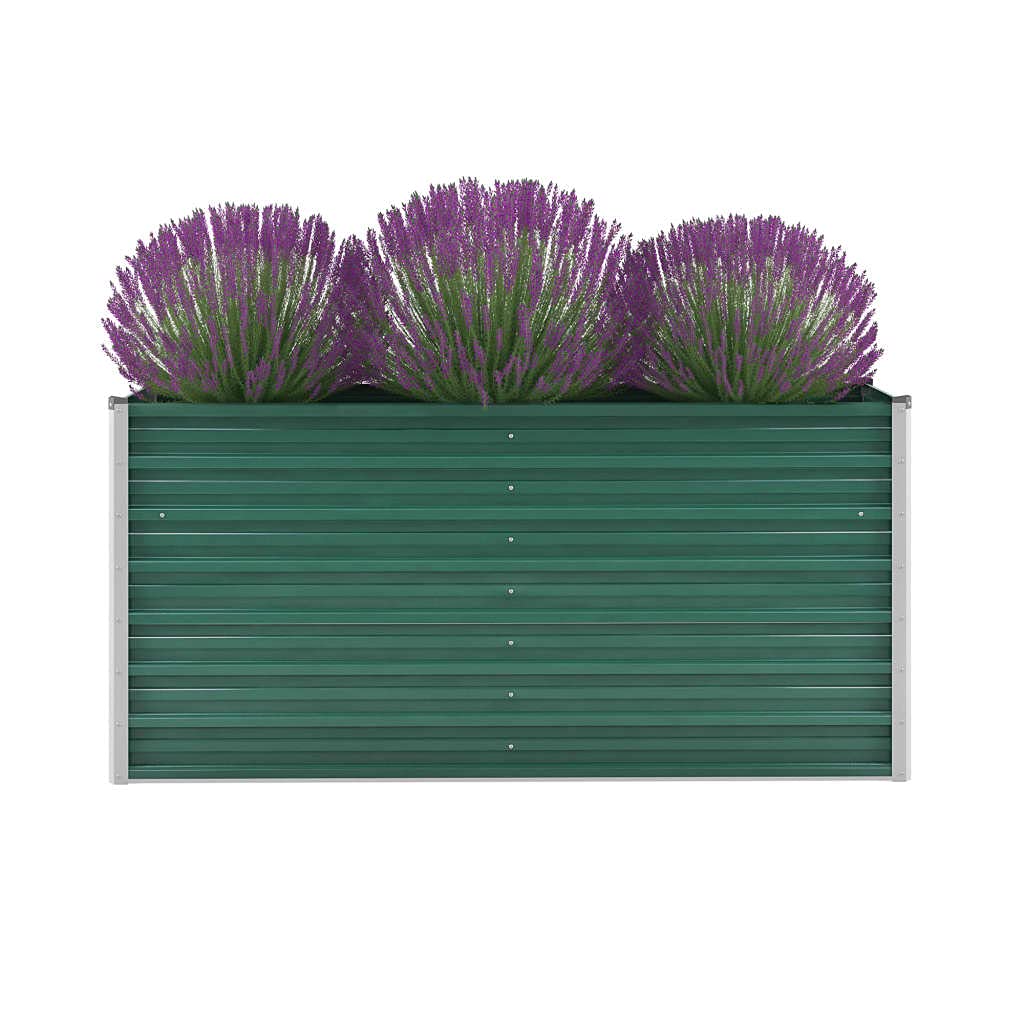 Fioriera rialzata in metallo, per terrazze, balconi, in acciaio zincato, 160 x 40 x 77 cm, verde