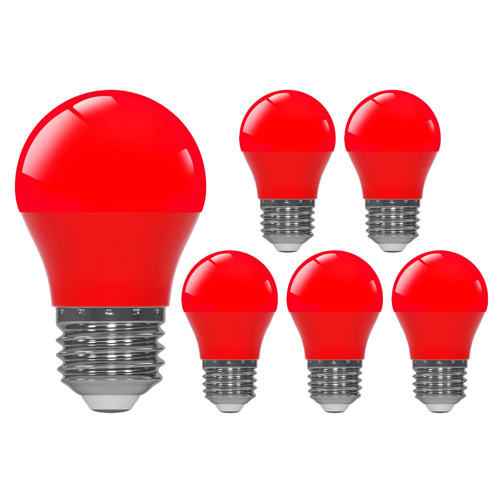 ORALUCE E27 Screw Bulb, 5W=40W, Red, A15/G45 LED Light Bulbs, Pack of 6