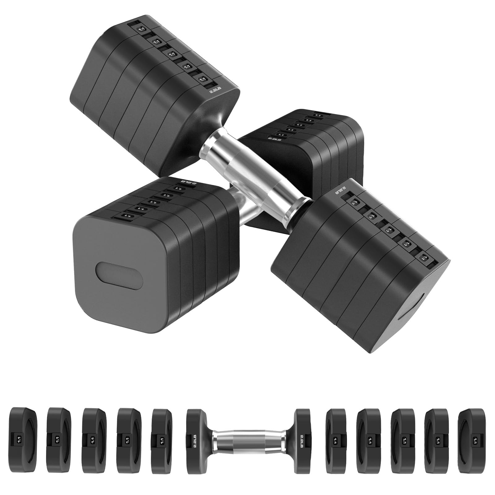 Hezeyferg Conjunto de halteres ajustáveis de 10 kg, 12 kg, 14 kg, halteres de peso