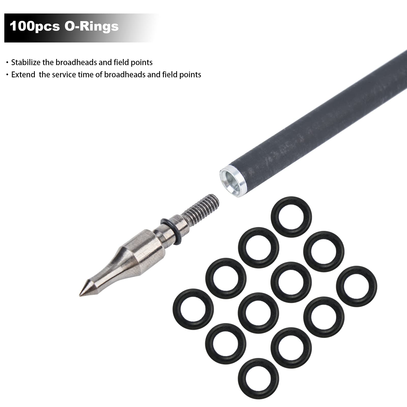 Snapklik.com : TOPARCHERY 100 Pack 1/4 Inch Broadhead O Rings Archery O ...