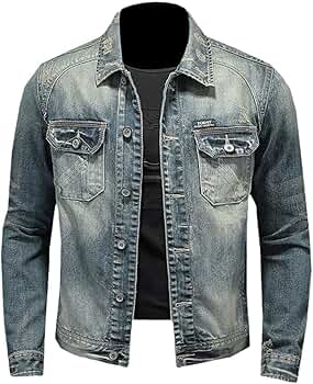 Dvbfufv Single Breasted Denim Jackets Men's Fashion Moto