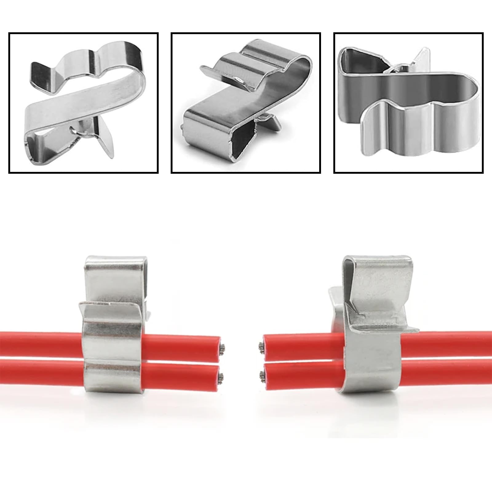 Lot de 50 clips de câble pour cadre de remorque - En acier inoxydable PV - Pour ordinateur portable, câble Ethernet, bureau, assemblage de câbles
