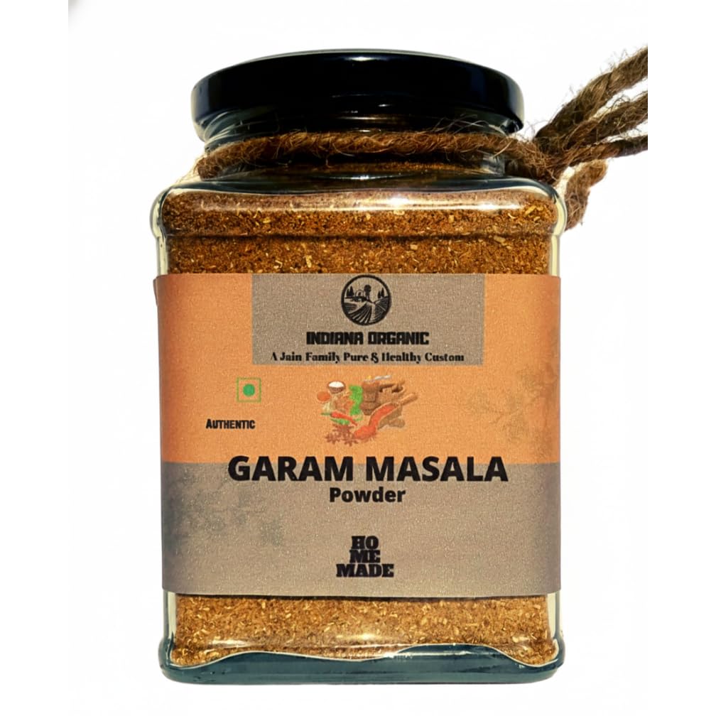 Indiana Organic Garam Masala Powder – Premium Whole Spice Blend with Cumin, Cardamom, Cloves, Cinnamon & Nutmeg – Fresh, Aromatic Indian Cooking Spices - 150 Gram | Freshly pack on order | No Red chilli | No onion and garlic.