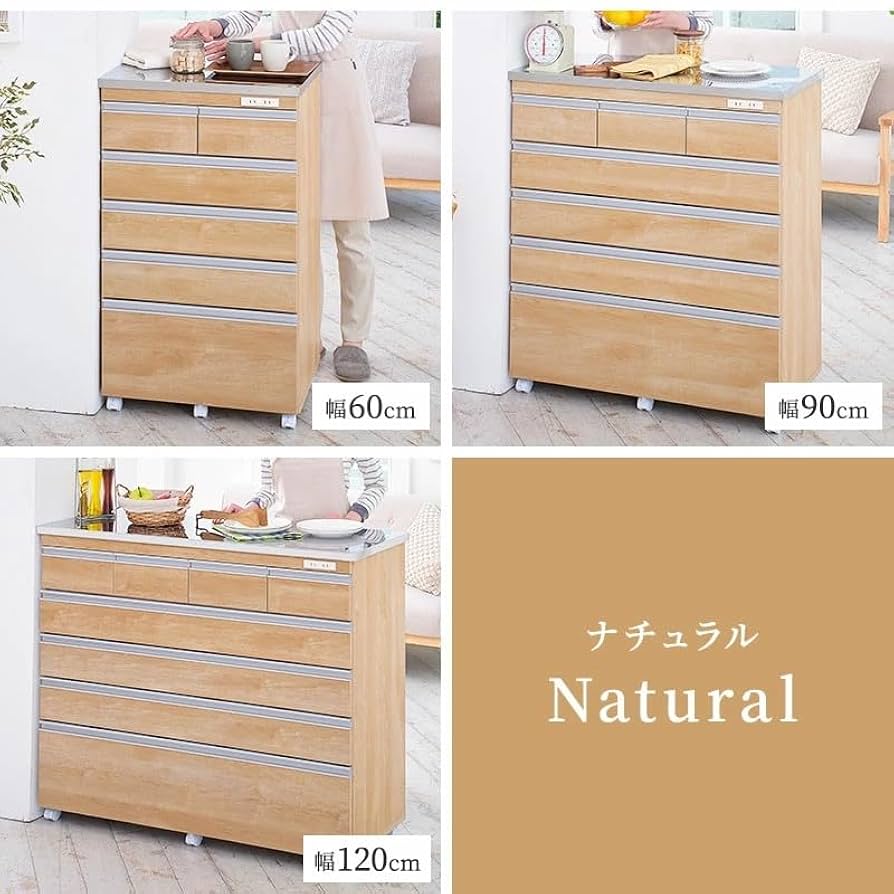 ホワイト 5段引き出し 食器棚天板ステンレス Amazon｜イヌイ キッチンカウンターステンレス天板 鏡面 食器棚