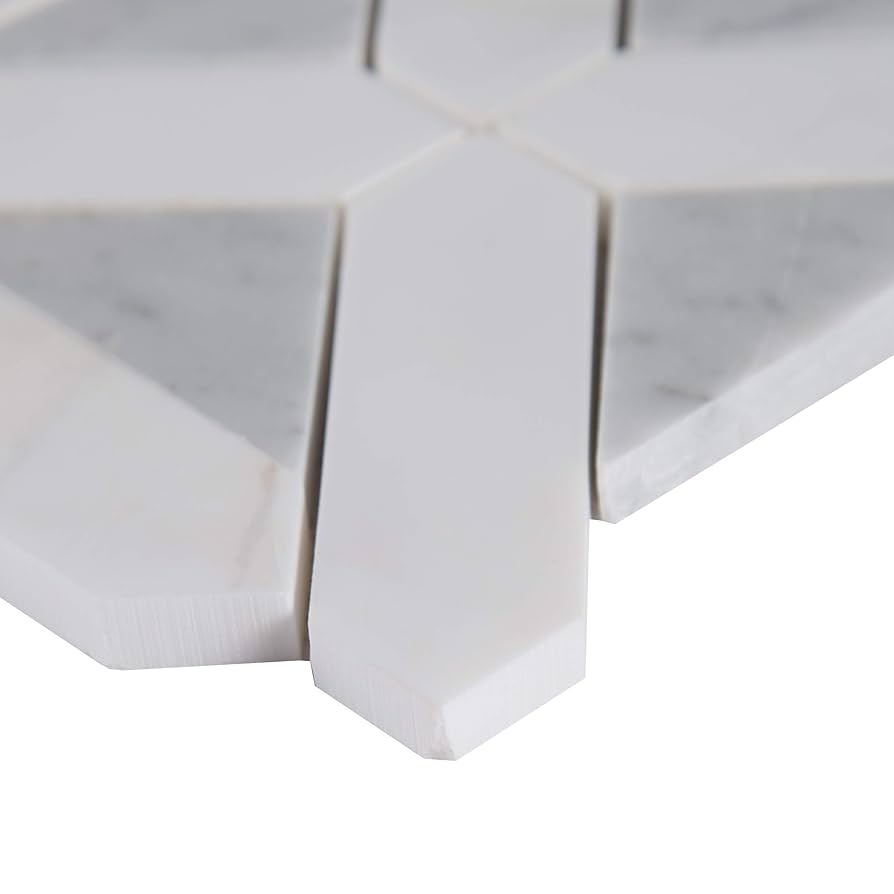 MSI Bianco Dolomite Geometrica Polished Marble Mosaic Tile MSI Bianco Dolomite Geometrica Polished Marble Mosaic Tile
