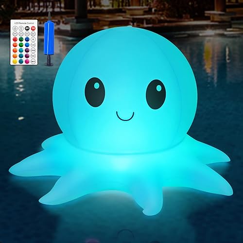 Luces solares para piscina, luces inflables, control remoto, pulpo flotante para piscina, 16 colores WRGB, 4 modos, impermeable IP68, calidad