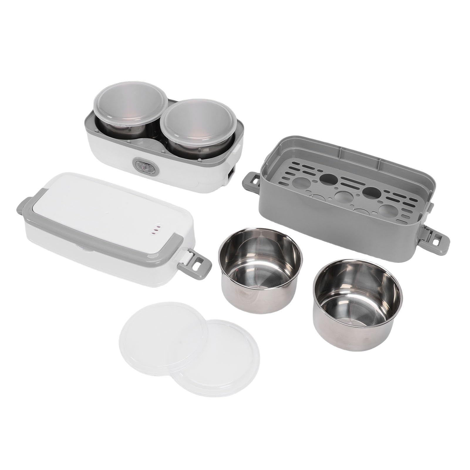 Cocoarm Fiambrera Eléctrica de Acero Inoxidable con Calefacción de Doble Capa, Recalentamiento de 15 Minutos, 149 F, Mantenimiento Cálido, 6 Horas, Calentador de Almuerzo Portátil para el Trabajo,