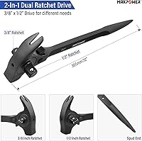 Vista 2 de MAXPOWER Llave de carraca de andamaje de 1/2" y 3/8" con trinquete, llave podger con martillo de garra, palanca, barra de palanca y funciones